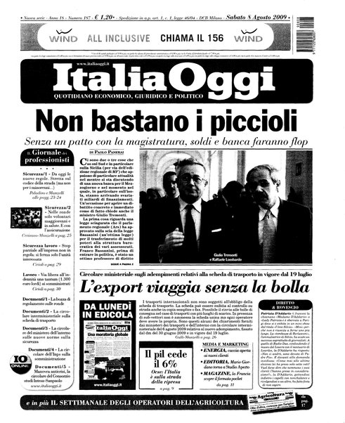 Italia oggi : quotidiano di economia finanza e politica